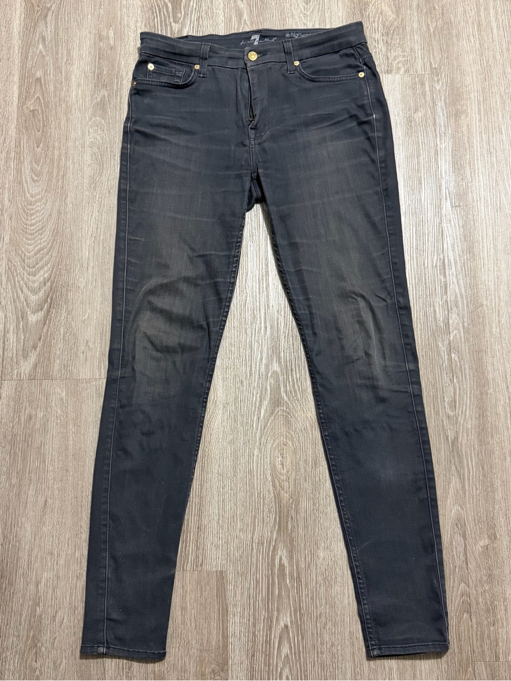 7 For All Mankind High Waist Skinny Jeans Women’s Size 30 Black Stretch